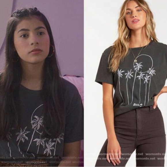 Billabong Tops - Billabong T Shirt Woman’s Medium Gray Palm Tree Graphic Tee Short Sleeve Casual